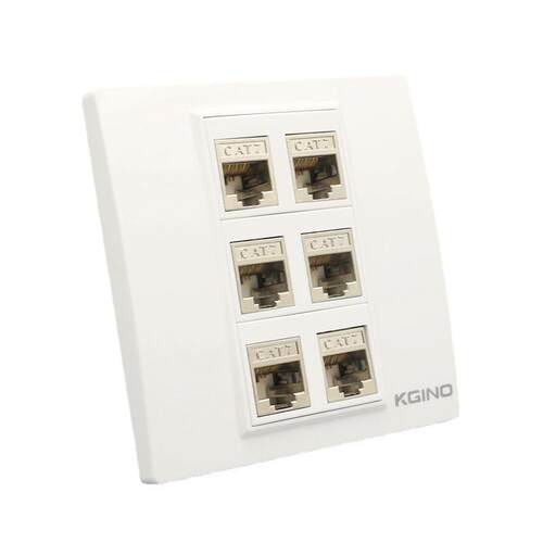 康吉诺6口七类电脑信息面板 CAT7网线网口宽带插座七类电脑插座