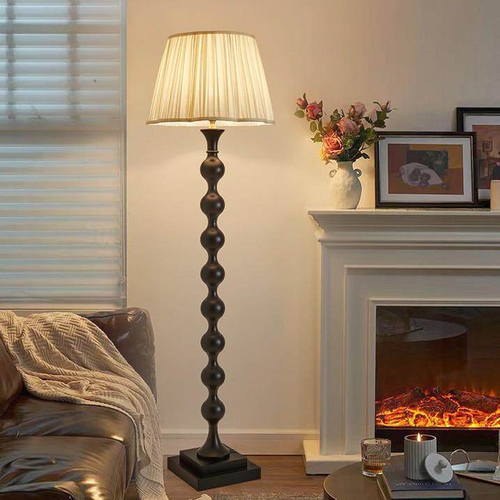 中古风落地灯布艺灯罩美式复古别墅酒店民宿创意艺术客厅实木灯具