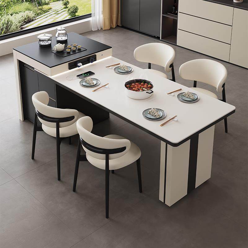 岩板岛台餐桌家用饭厅一体可伸缩现代简约多功能实木岛台餐桌,住宅家具,岛台餐桌,淘宝优惠券,粉丝福利购,淘宝优惠卷