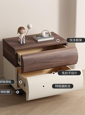 网红意轻奢创意计旋转式床头柜卧室家用设简约现收代实木床G3边纳