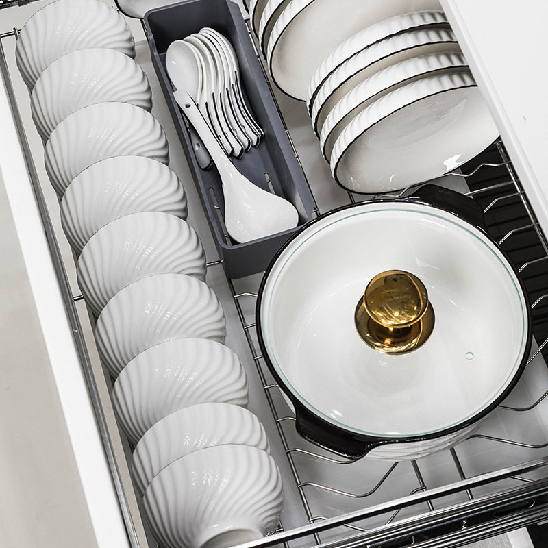 碗碟收纳架厨房抽屉收纳分隔内置放碗盘碗筷橱柜内餐具盘子收纳盒,餐饮具,餐具瓷器套装,淘宝优惠券,粉丝福利购,淘宝优惠卷