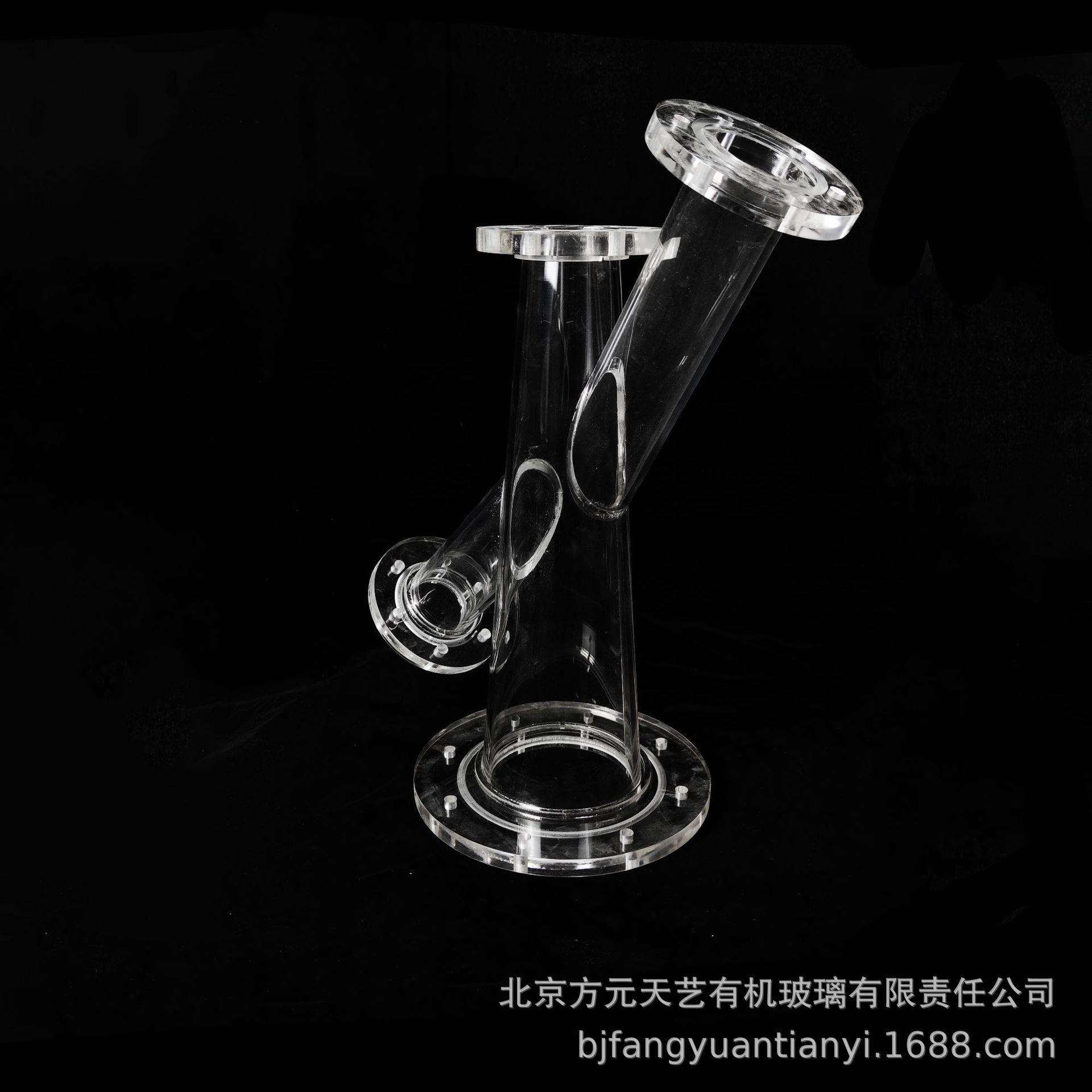 亚克力透明圆管实验仪器 有机玻璃带法兰盘多通亚克力管道厂家直
