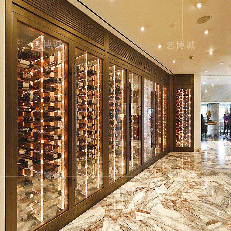 重庆饭店落地式组装酒柜装修效果图供应多功能时尚不锈钢玻璃酒柜