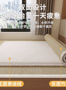 新款双面榻榻米床垫子泰迪绒床护垫竹席坑垫爬行地垫飘窗垫窗台垫