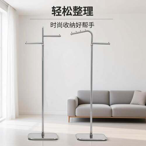 不锈钢落地式服装展示架可升降包收纳层架时尚简约服装店挂衣架专