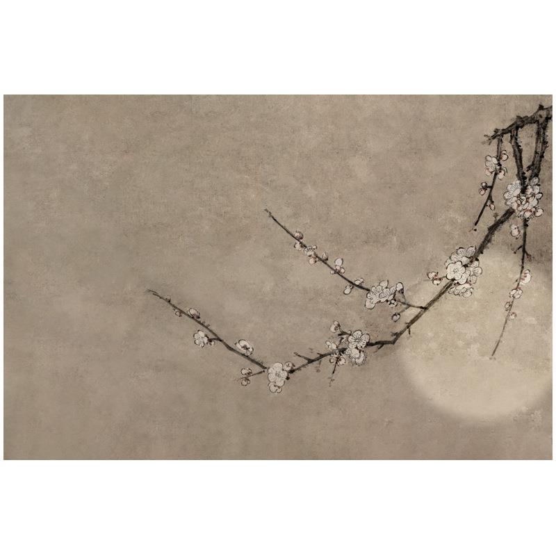 工装挂画中式奶油侘寂风过道装饰画现代茶室客厅梅花墙壁画