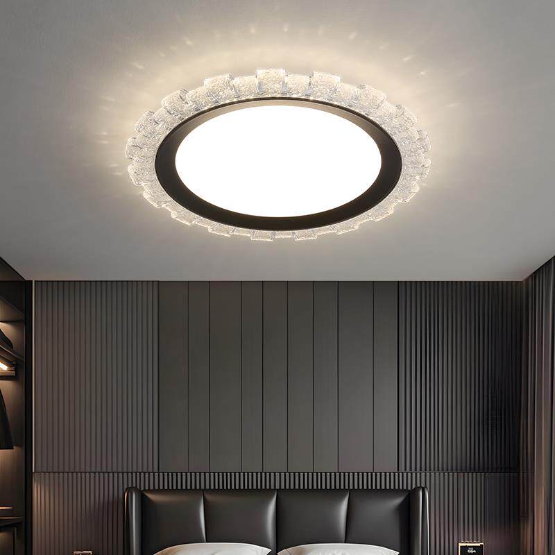 中山全光谱led客厅吸顶灯具现代简约圆形超薄家装主灯水晶卧室灯