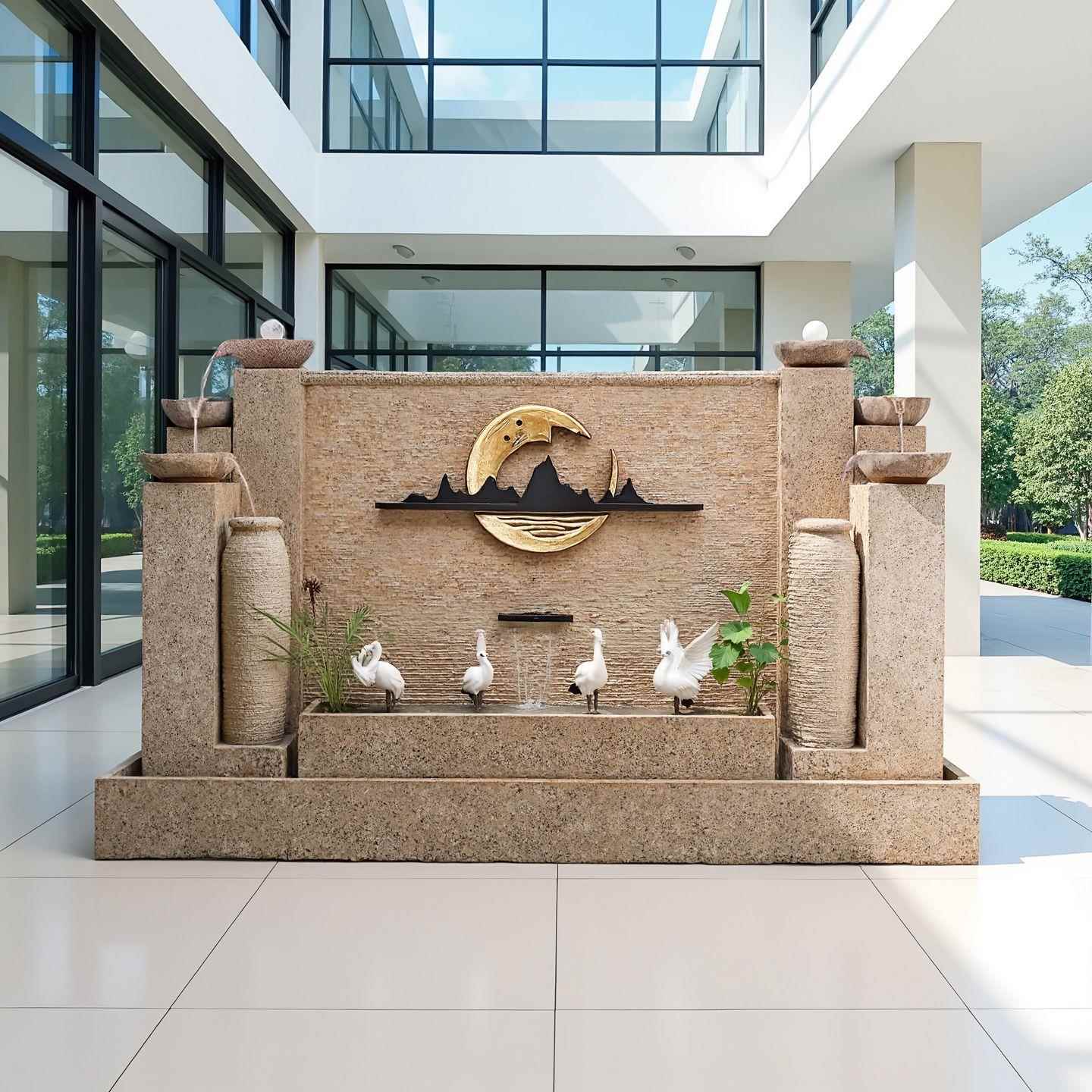 水幕墙流水屏风循环水景观流水墙摆件户外庭院公司鱼池造景背景墙