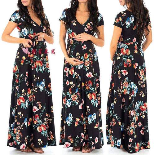 Womens summer casual Clothes Maternity belt long dress skirt