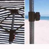 定制户外豪华遮阳沙滩四角伞铁杆带围布沙滩帐篷伞海滩遮阳小屋