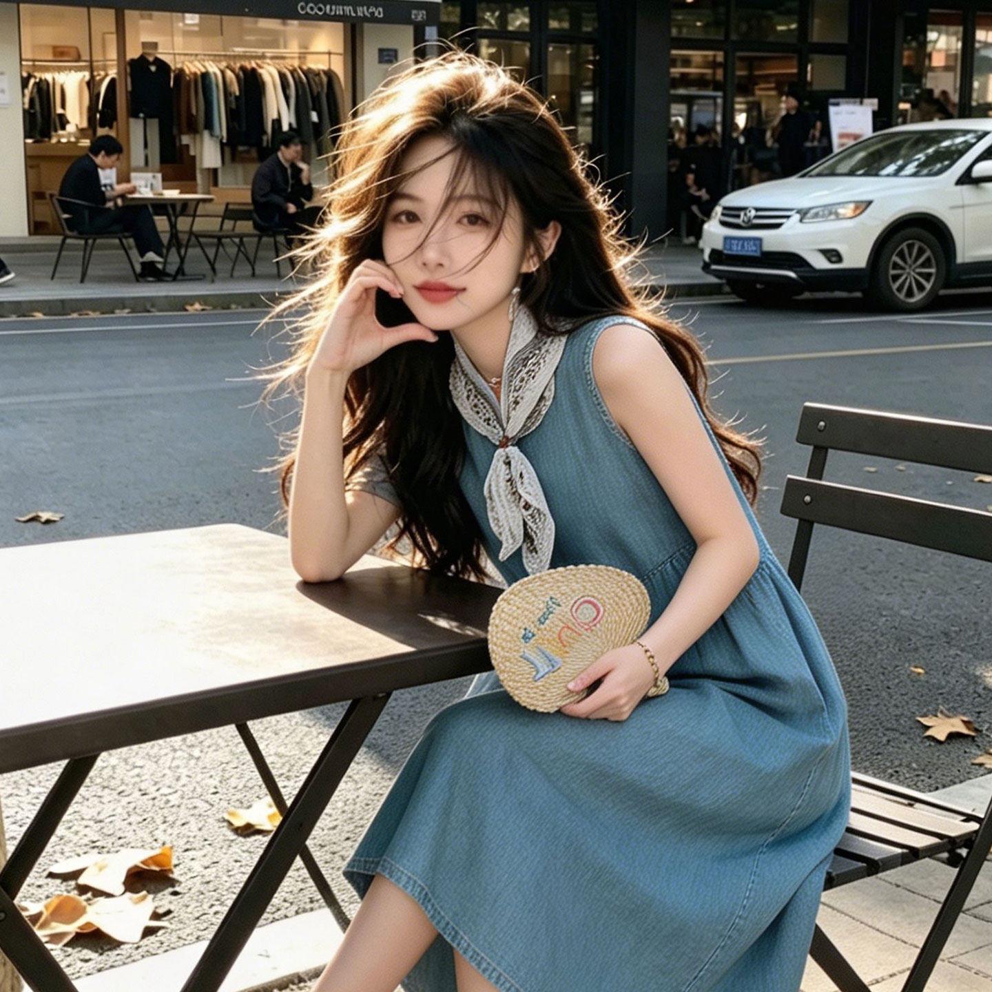 韩式无袖拼接牛仔洋装女2026夏季新款显瘦减龄气质百搭背心长裙