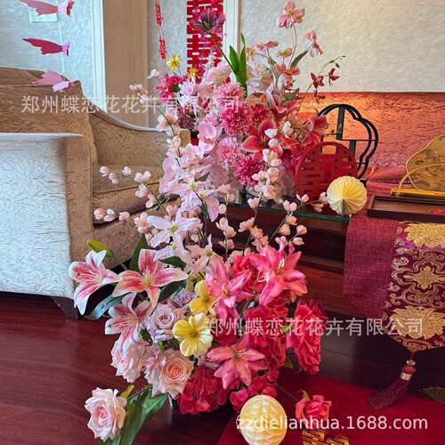 高品质结婚婚房氛围感布置茶几床头桌面仿真成品花艺装扮喜庆摆件