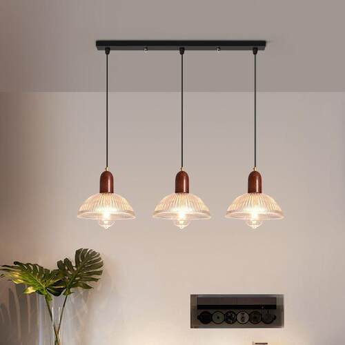 餐厅吊灯现代简约日式复古原木玻璃北欧民宿吧台餐桌餐厅灯L271