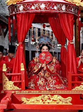 花叠轿八抬大花麦太保轿步凤辇十六抬大轿龙辇椅描金折结婚轿垒子