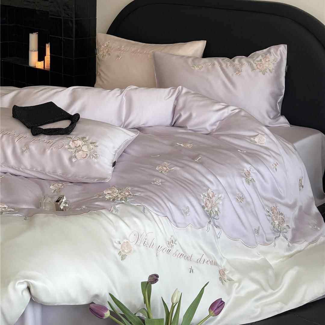 轻奢高端母婴级少女心花卉刺绣丝滑肤凉感床品夏季天丝凉感四件套