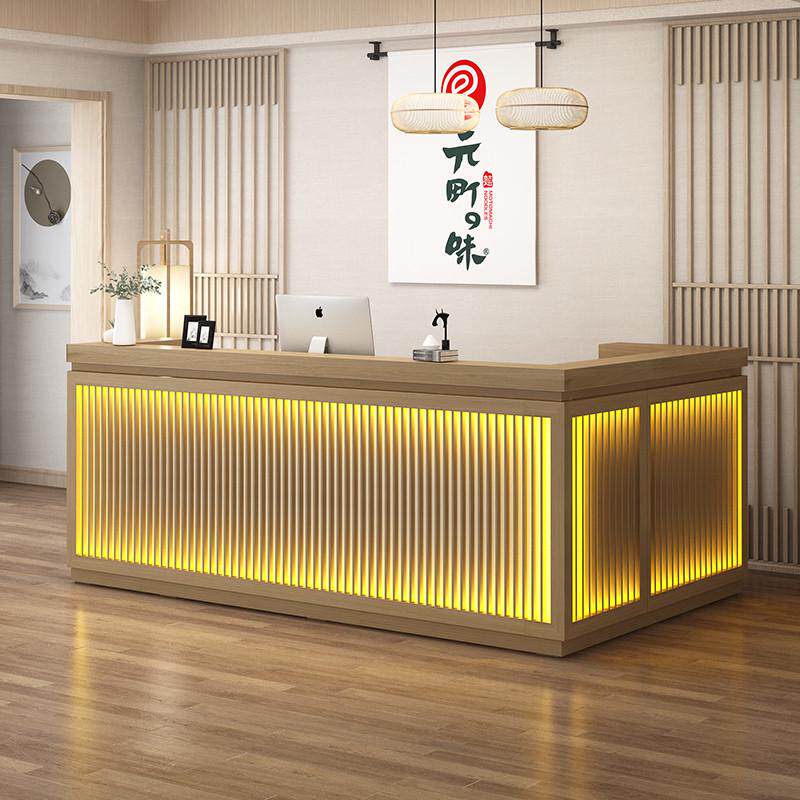 复古中式收银台小型饭店吧台酒柜养生馆美容院前台接待台转角柜台