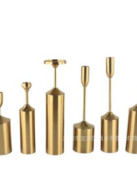 北欧六套样金属电LJT-6镀烛台摆件台铁艺烛摆件板间家居烛件台直