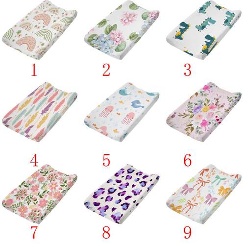 婴儿尿布台印花布罩changing pad cover幼儿抚触按摩台可拆卸外罩