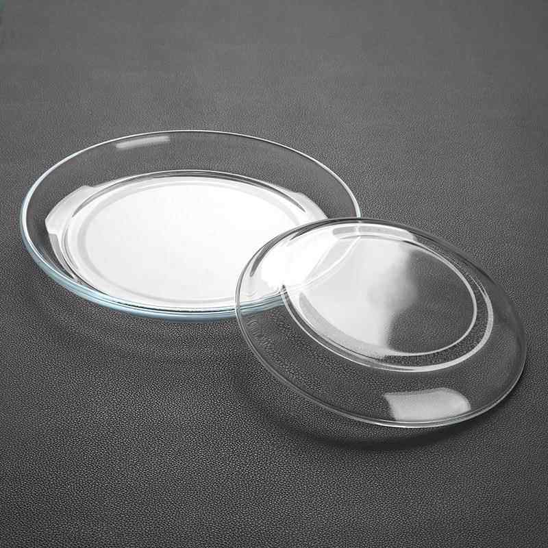 耐热钢化玻璃盘子家用透明餐具微波炉专用烤盘圆形菜盘西餐