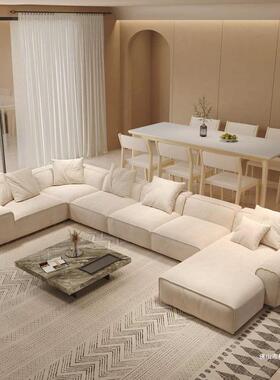 大黑牛沙发磨砂布直排u型沙发大组合转角大户型大客厅宅寂风沙发