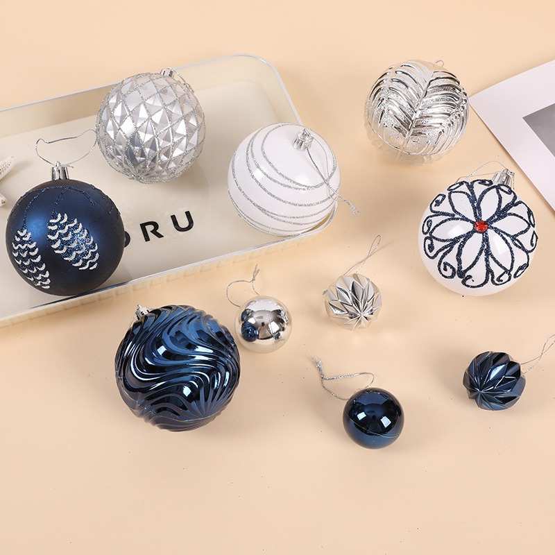 新品圣诞树装饰品圣诞球塑料松果圣诞挂件玫红鎏金色饰品挂饰现货