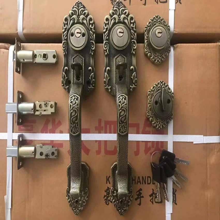 老式替铝合金对开艺术门锁众安大换两舌拇把指按压901锁芯