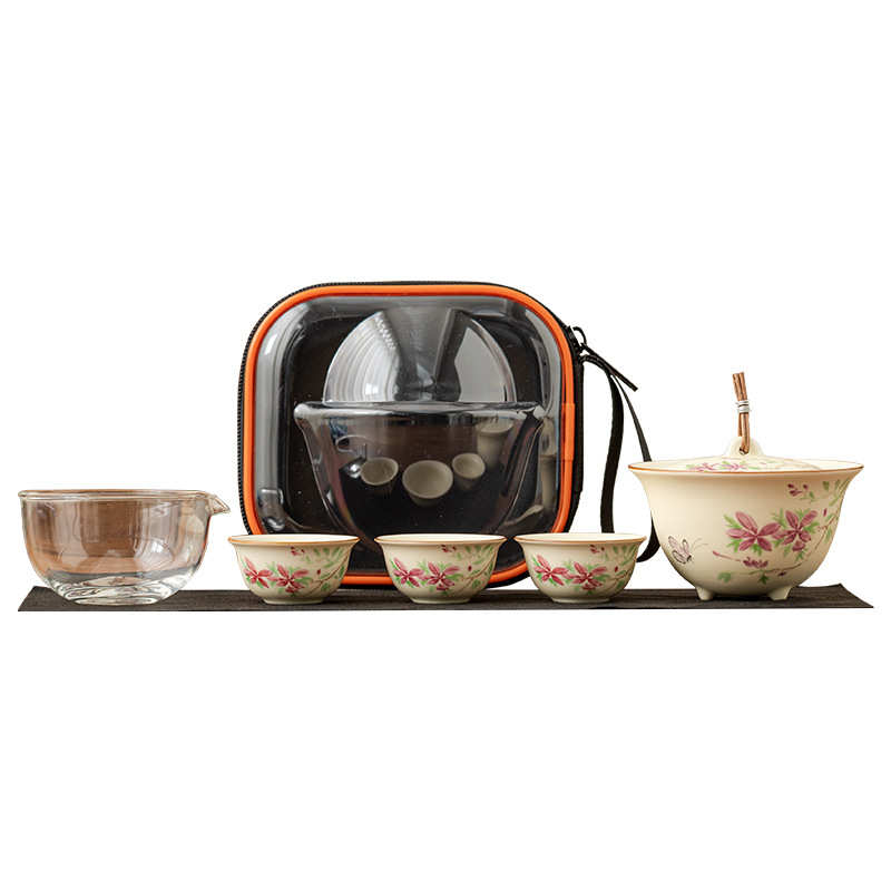 汝窑旅行茶具户外泡茶喝茶快客杯一壶三杯商务礼品伴手礼可印logo