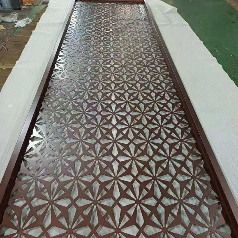 镀铜奢铝艺屏风金属屏风金轻隔断售楼部雕花钛镂空餐厅铝合金