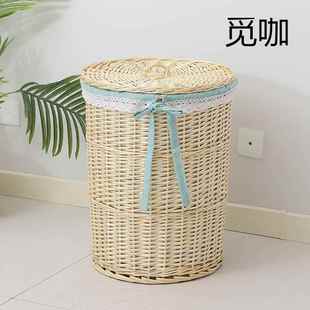 纳藤编大号布艺带盖篓筐脏衣篮子编织收筐用衣服篮QK6XJe5p储物家