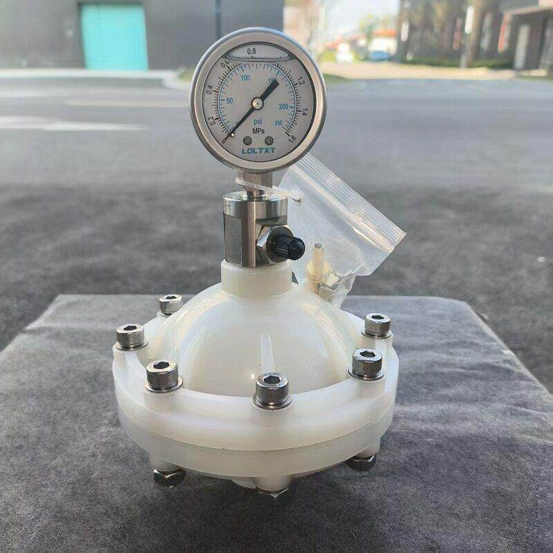 PVDF/不锈钢材质 膜片式脉冲阻尼器SUS缓冲器缓冲罐 气囊带压力表