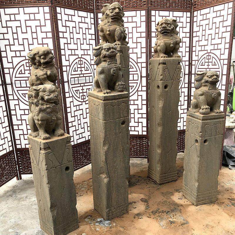 拴马桩拴马石雕貔貅麒麟石狮子彷古青石镇宅神兽庭院柱子装饰摆件