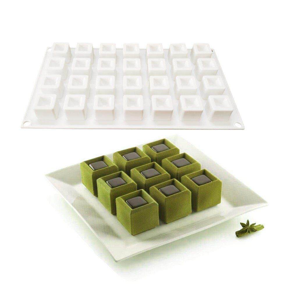 28连魔方凹槽慕斯硅胶模具方块鹅肝巧克力法式甜点蛋糕烘焙磨具