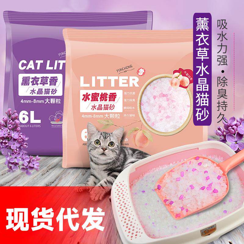 云宠硅胶猫砂6L吸水快大颗粒水晶猫砂薰衣草花香除臭无异味猫用品