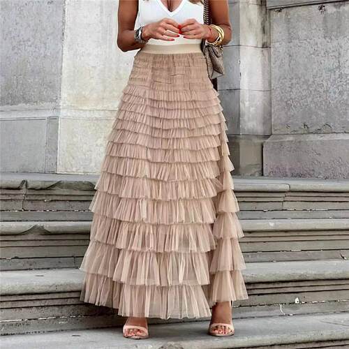 Women's Half length Skirt Multi layer Mesh Splicing Cake