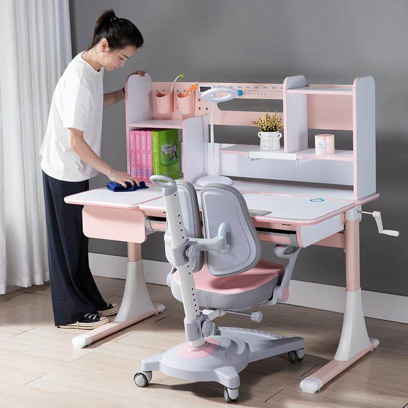 儿童学习桌椅套装写字桌课桌小学生书桌简约可升降女孩公主风