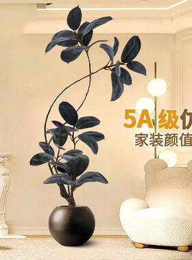 黑金刚橡皮树仿真绿色植物室内沙发旁假值物仿生盆栽大型客厅落地