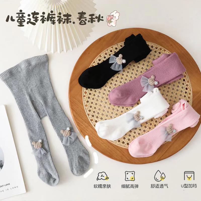 儿童连裤袜春秋女童打底裤精梳棉婴儿裤袜可爱宝宝连体袜童袜