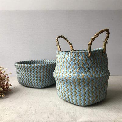 Foldable Handmade Seagrass Flower Pot Storage Wicker Basket