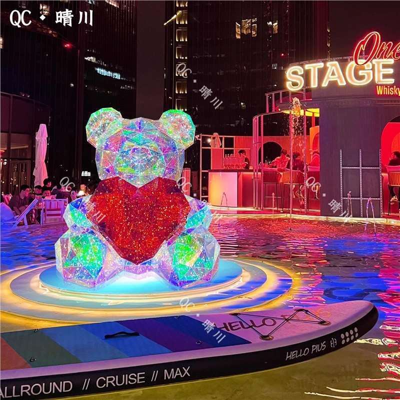 心七夕情人节小清馆光吧门口摆件爱熊氛围网79299512红酒发灯场景