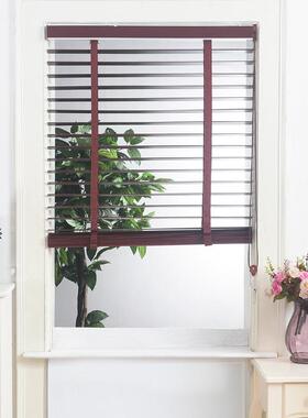 中式木5561百叶窗帘书房厅卧室卫生间实电动遮光客升降卷百帘叶帘