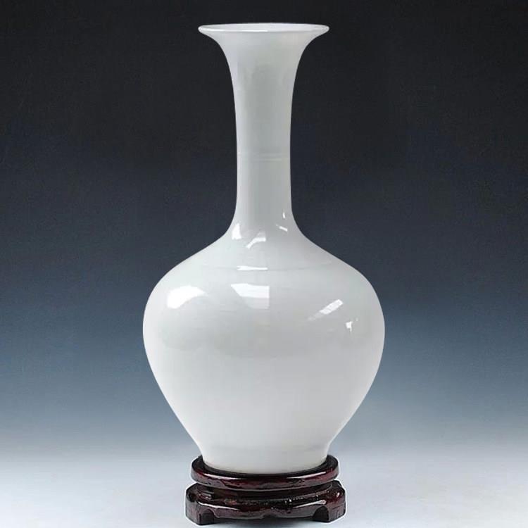 景德镇陶瓷器 颜色釉冰裂纹白色花瓶现代时尚 工艺礼品摆饰 家居