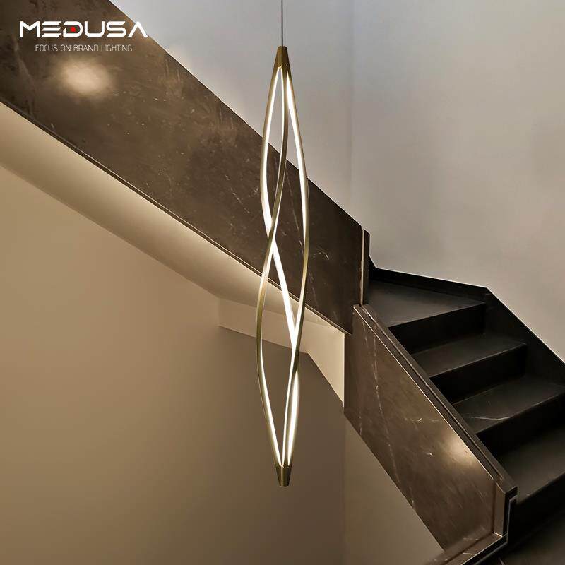 意大利Nemo楼梯长条吊灯设计师极简复式别墅旋转loft挑空楼梯间灯