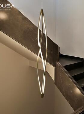 o意大利Nem楼梯长条吊灯设计师极简复式墅旋o转ltao9038lft挑空楼