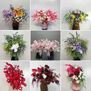 婚庆挂花仿真花婚礼堂花艺千代兰订婚宴装饰迎宾区橱窗布置路引花