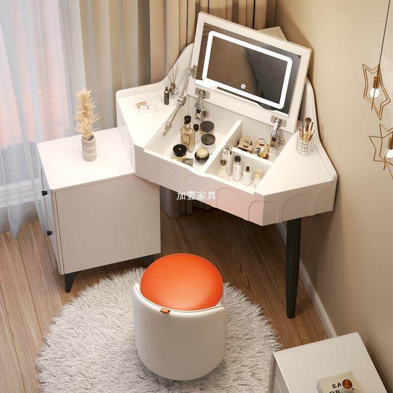现代约妆台小户型拐角收AFS纳柜一体卧室墙三角梳角简形化妆桌