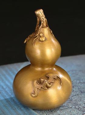 高档办匠铜韵铜葫芦风水摆件居招财手把件大小葫芦公室家装饰徽品