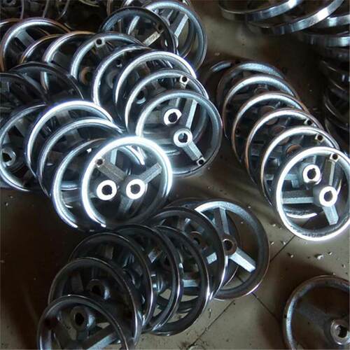 内孔可定做圆形方形机床铸铁手轮带手柄镀铬手摇轮光滑无毛刺