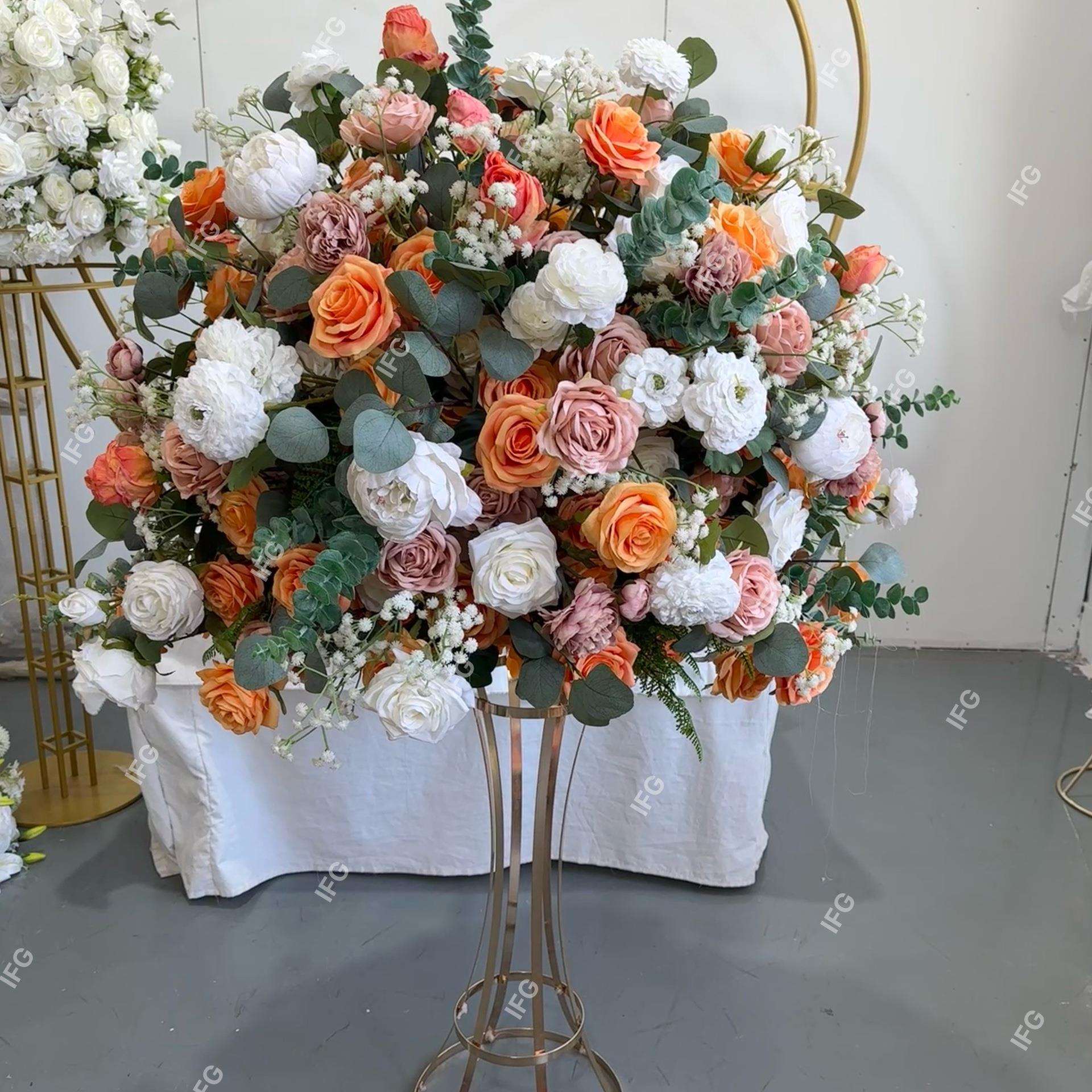 IFG上新婚庆餐厅仿真花花球装饰户外布景橘色100cm桌花