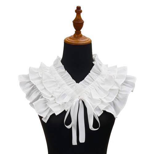 Victoria Cotton False Neck Elegant Ruffle Collar V Neck