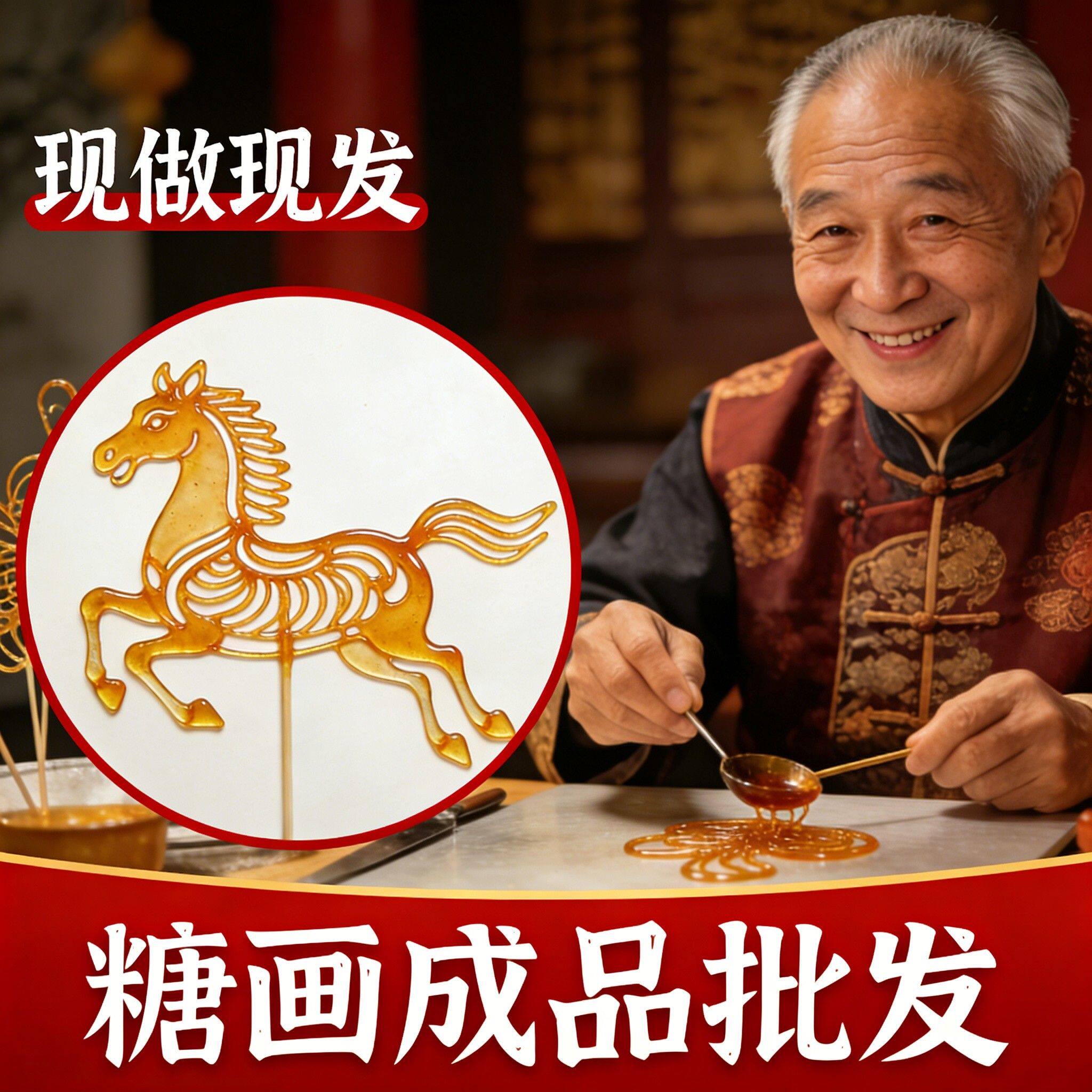 糖画 画成品传统手工小号卡通糖画 画糖人化棒棒糖生肖摆地摊元宵